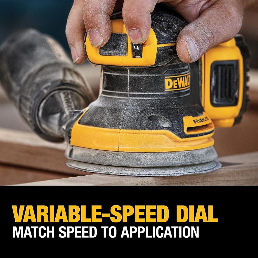 DEWALT 20V MAX Sander, Cordless, 5-Inch, 2.Ah, 8,000-12,000 OPM, Variable Speed Dial, Storage Bag, Battery and Charger Included (DCW210D1), Multi