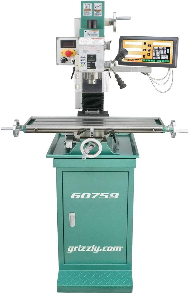 Grizzly Industrial G0759-7 x 27 1 HP Mill/Drill with Stand and DRO