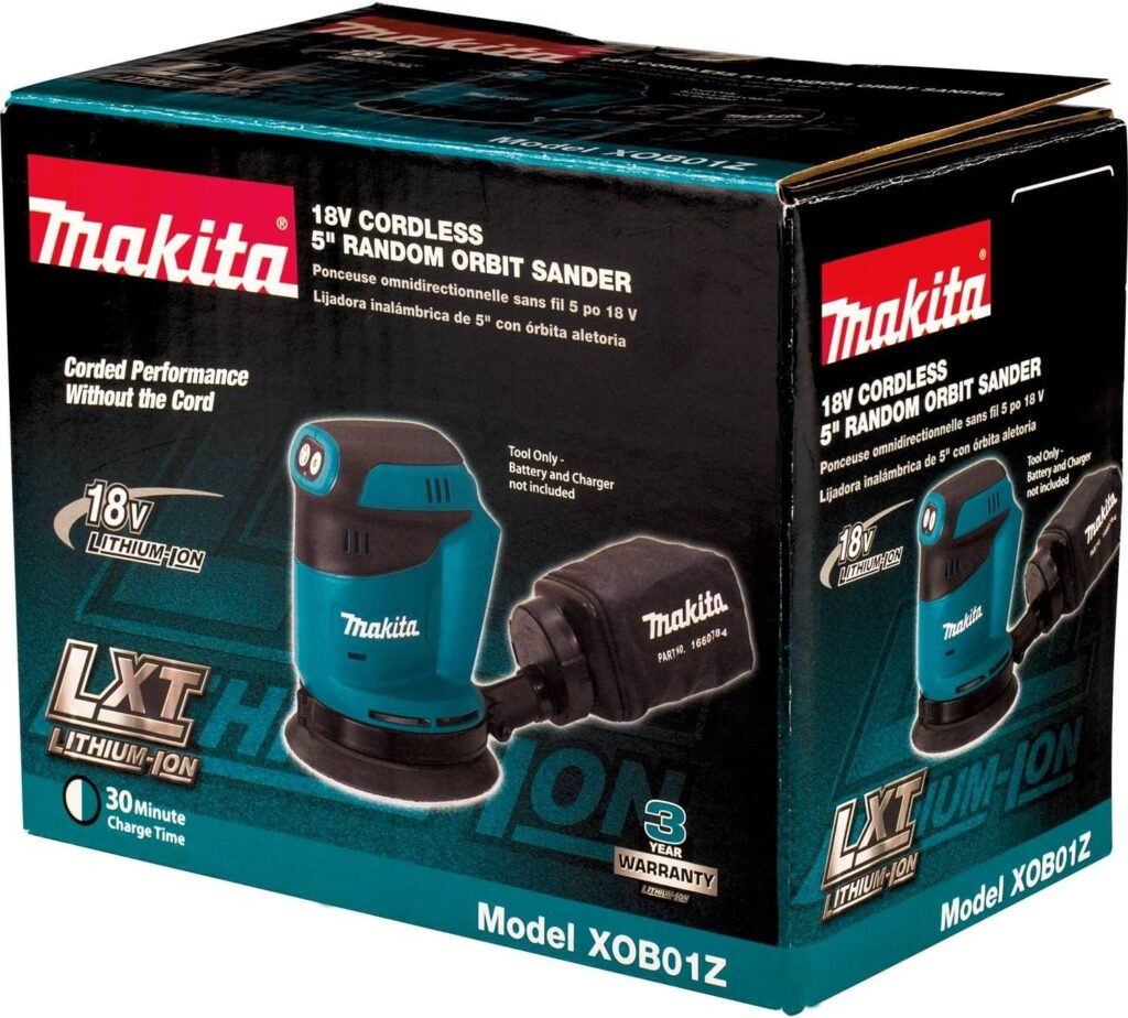 Makita XOB01Z 18V LXT® Lithium-Ion Cordless 5 Random Orbit Sander, Tool Only