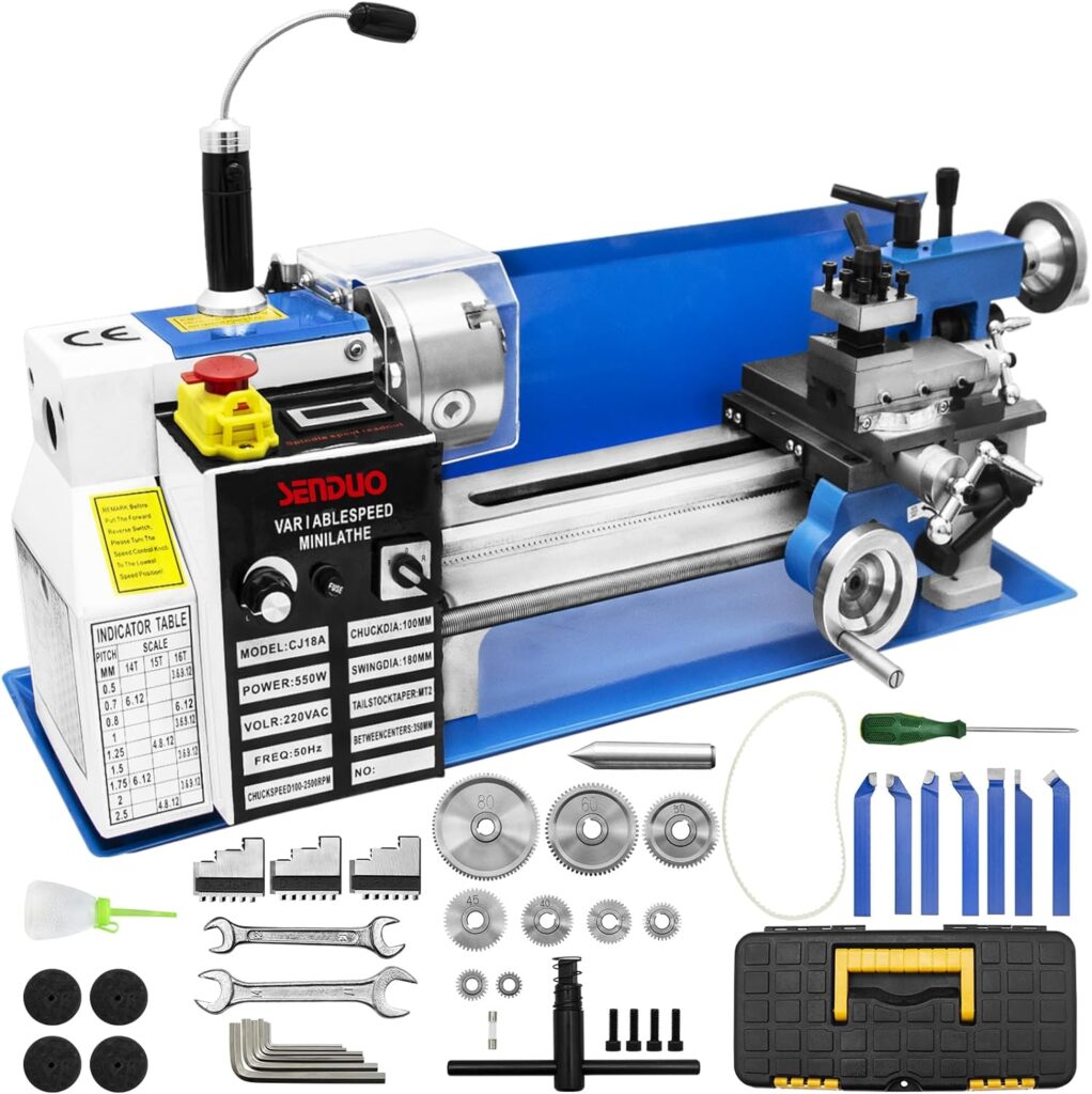 Upgrated Metal Lathe 7 x 14, Mini Metal Lathe 550W,with Digital Display, Metal Lathe Variable Speed 50-2500 RPM Metal Gear for Precision Parts Processing
