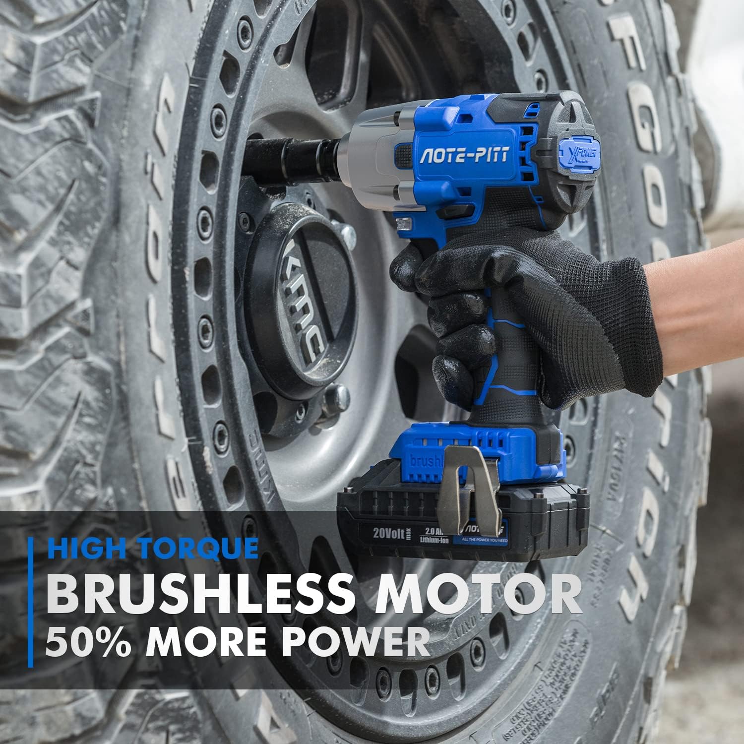 20V 370 Ft-lbs Brushless Impact Wrench Kit, 1/2 Inch Cordless Electric Impact Gun, High Torque 3,400 IPM Impact Driver with 6 Pcs Drive Impact Sockets, 2.0Ah Battery, Fast Charger, and Tools Bag