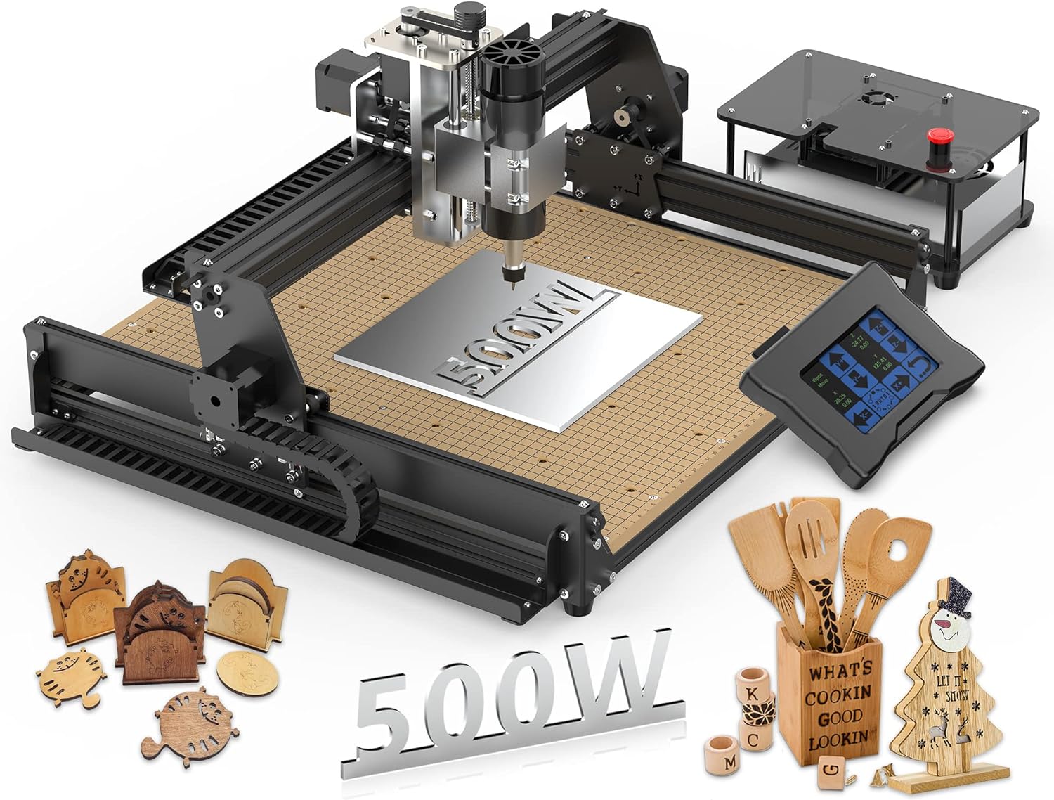 500W CNC Router Machine, MYSWEETY 4540 CNC Wood Router 3 Axis Metal Milling Machine for Engraving Carving Wood Acrylic MDF PCB Plastic, Working Area: 430 * 390 * 90mm(16.9 * 15.4 * 3.5inch)